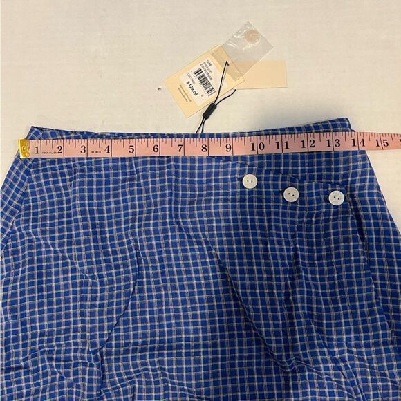NWT The East Order Mahlia Plaid Wrap Mini Skirt in Cobalt | size S *SKIRT ONLY* - Picture 14 of 15